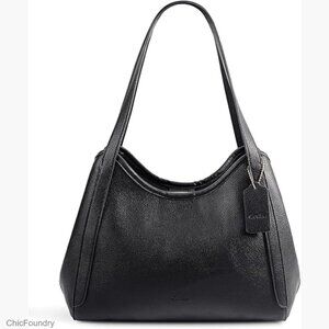 Medium Vegan Leather Hobo Shoulder Bag with Zipper Pockets